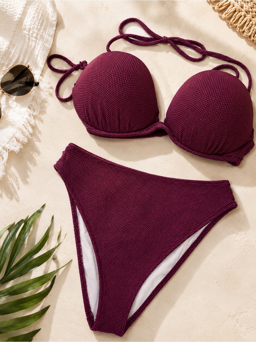 Shade & Shore Textured Push-Up Bikini Set